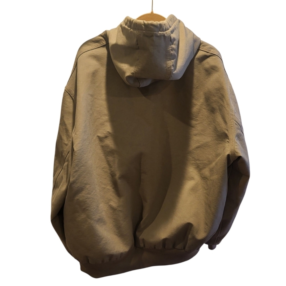 Carhartt Mens Full Zip Brown Workwear Canvas Hooded Utility Jacket Size 2XL - Picture 2 of 6